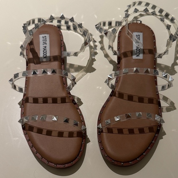 Steve Madden Tan Sandals with Silver Studs - Picture 1 of 1